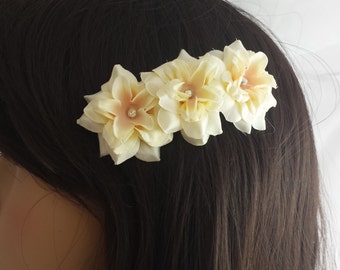 Silk Flower Hair Comb, Gemmed Bead, Wedding Hair Accessory