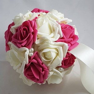 4&quot; - 7&quot; Rose pink & Ivory Wedding Pomanders, Wedding Flower Balls, Flower Girl Kissing Ball,  Bouquet Alternative