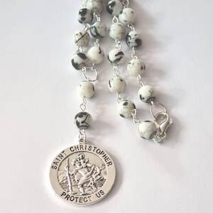 Saint Christopher Rear View Mirror Charm, Tibetan Silver, Car Accessories