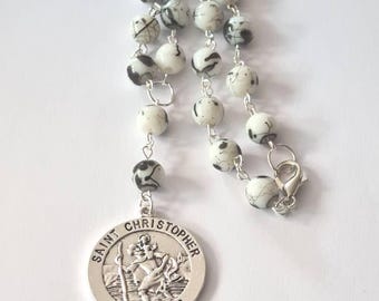 Adorno para retrovisor de San Cristóbal, plata tibetana, accesorios para coche