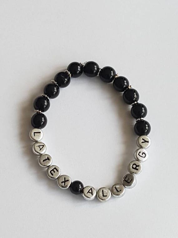 Medical ID Bracelet Latex Allergy Alert Bracelet Etsy