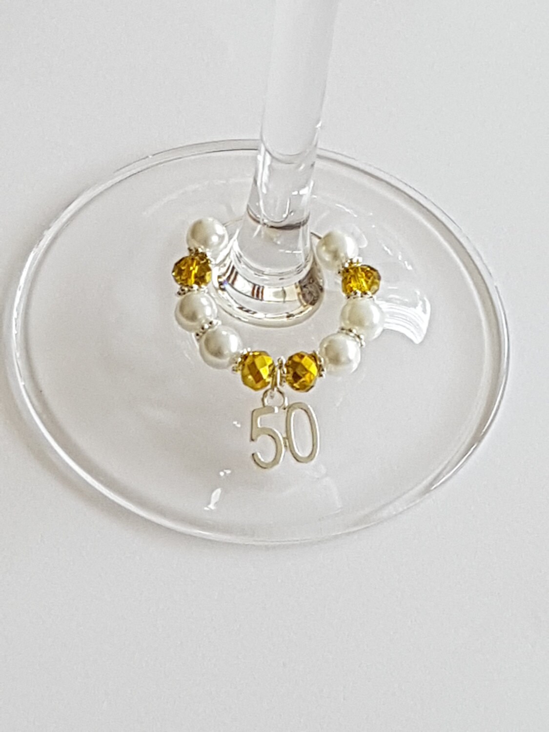 Wine Glass Charms 50th Birthday Charms Golden Anniversary Etsy
