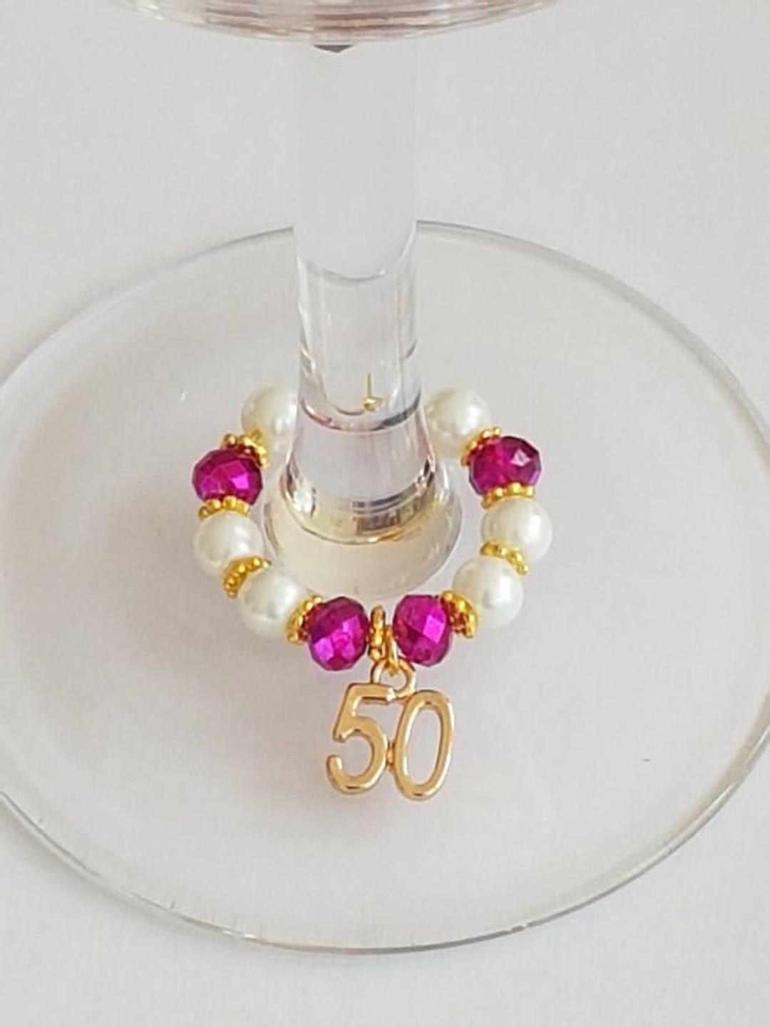Wine Glass Charms, 50th Birthday Charms, Golden Anniversary Decorations