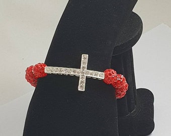 Shamballa Beaded Cross  Bracelet, Choice of Colours