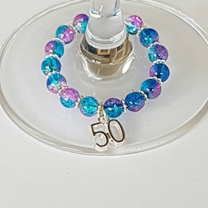Wine Glass Charms, 50th Birthday Charms, Number Charms, Anniversary Charms Discounts available on multiple orders, please message me