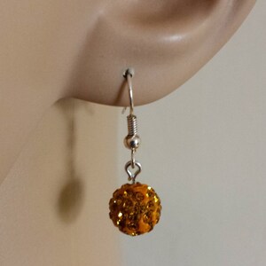 Shamballa Earrings, Round Pave Swarovski Crystal Bead Earrings, Earrings, Shamballa Beads, Orange Swarovski Crystal Beads