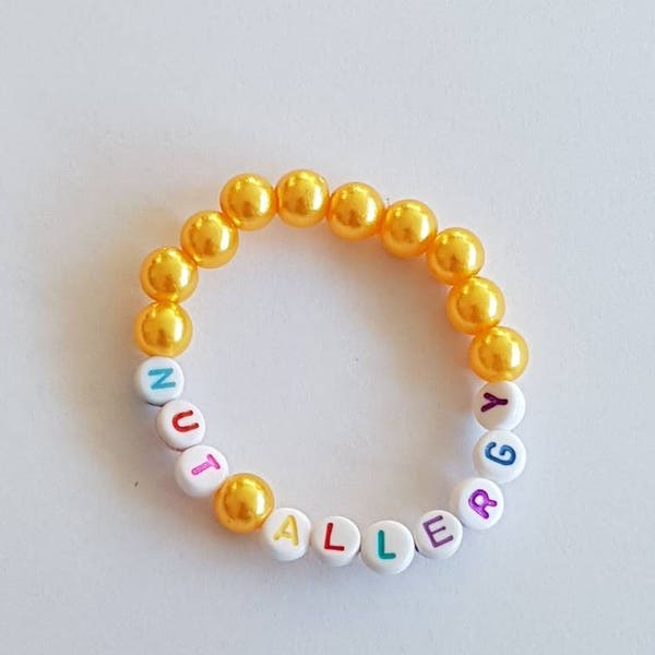 Childs Nut Allergy Medical ID Bracelet, Nut Allergy  Alert Bracelet, Childs and Adult Alert Bracelet