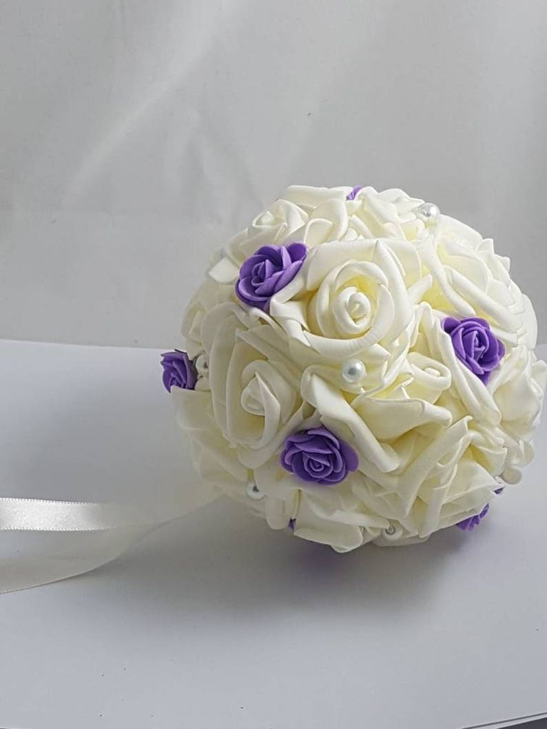 3 7 Wedding Pomander, Wedding Flower Balls, Flower Girl Kissing Ball, Bouquet Alternative zdjęcie 1