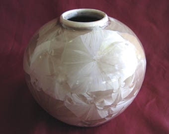 CRYSTALLINE~Art~Pottery~Studio~VASE~Ceramic~SIGNED & Dated~VinTage-1986~Large Crystals