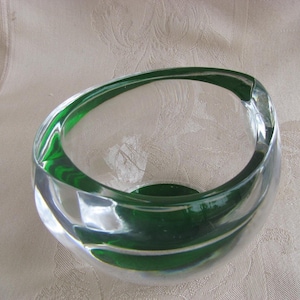 CZECH~Royal Limited~CRYSTAL~Glass~EMERALD~Bottom~Dish / Bowl~w/ Label~24% Lead Crystal