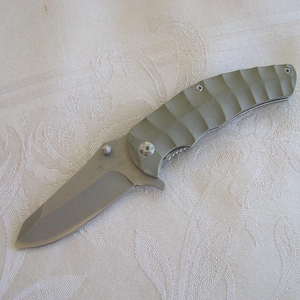 FLIPPER~POCKET~Clip~KNIFE~Stone Washed~Hollow Ground~SheepsFoot~Thumb Stud~File Work~UnUSED~