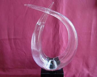 Murano~Art~Glass~SCULPTURE~ABSTRACT~VinTage~LARGE~Hand Blown~Marble Base~Renato Anatra~Italy