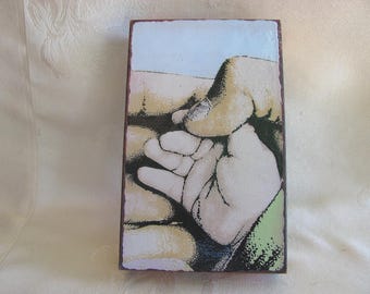 houston llew~GLASS on COPPER~spiritiles~Art~TILE~" HeLLo "~ 071 ~To Have a Child
