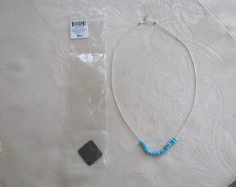 SLEEPING BEAUTY~Turquoise~Nugget~NECKLACE~Liquid Silver~Sterling~Chain~18"~SouthWest Style~Never Worn