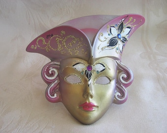 MASQUERADE~Mardi Gras~MASK~Hanging~Wall~Art~ORIGINAL~Hand Painted~Venezia~Made in Italy