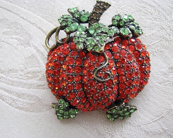 OFF PARK~jtv~PUMPKIN~MultiColor~Crystal~Gold Tone~Brooch / Pin~New~Never Worn
