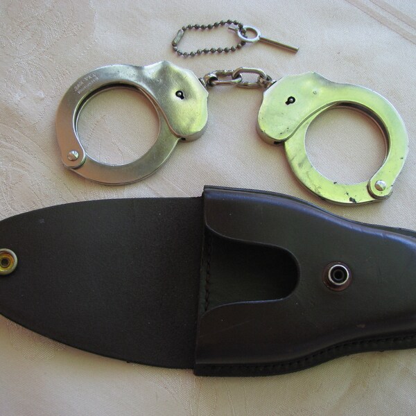 Leather Police Handcuffs Etsy