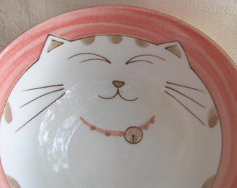 SMILING~Happy~CAT~Kafuh Mino Wear~Porcelain~BOWL~Japanese~Ramen Noodle~Rice Cereal Salad