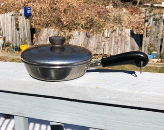 Vintage 1801 Revere Ware 7 inch Skillet Fry Pan with Lid Clinton ILL USA