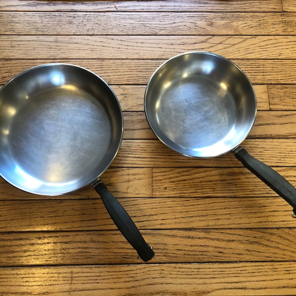 Vintage Farberware 18/10 Stainless Steel Cookware 2 Pce Set OPEN SKILLETS