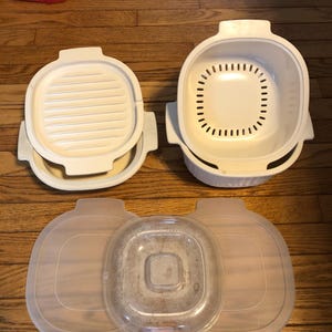 Vintage Rubbermaid Microwave Cookware 7 Pc Set Stackable Complete Beige