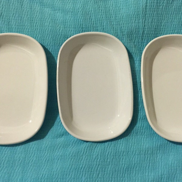 Vintage Corning WHITE SIDEKICKS, Set of 3 Dishes, P140-B, Original CornIng, USA