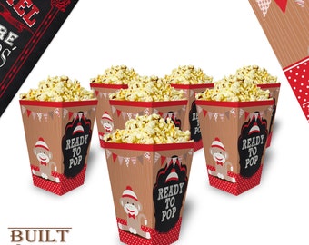 Sock Monkey Popcorn Boxes/ Baby Shower/ Ready to Pop/ Baby Monkey/ Party Supplies/ Instant Download