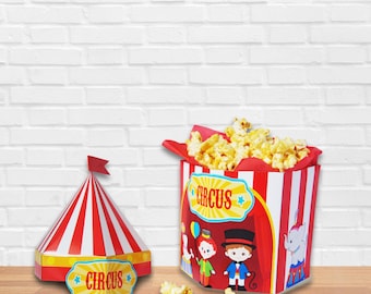 Circus themed party/ Favor Popcorn Boxes / DIY/ Instant Download/ Party Supplies/