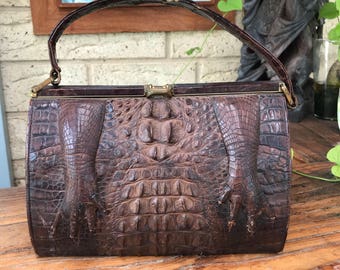 Vintage 1940's 50's Alligator Claws Handbag