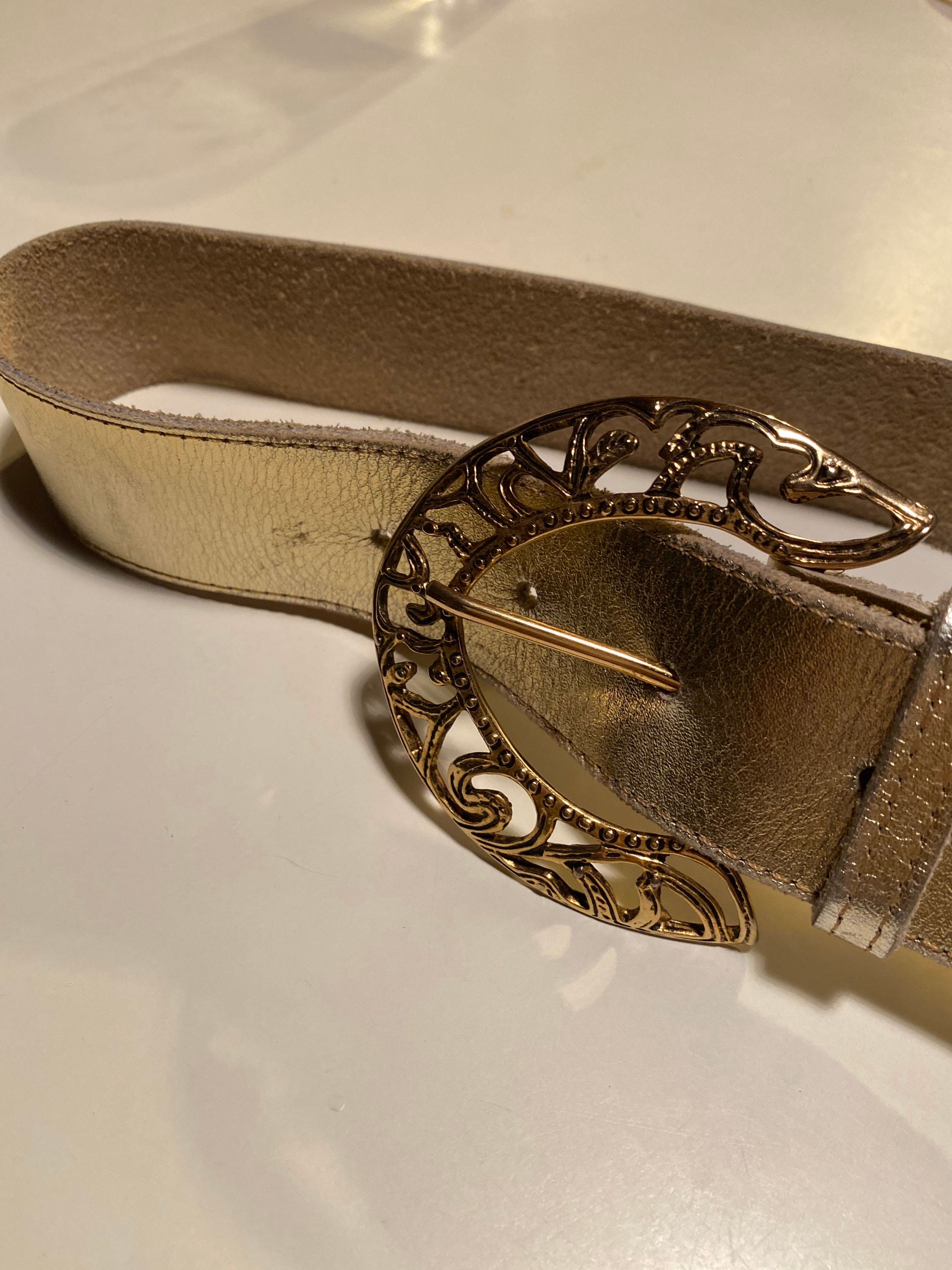 Vintage Belt Real Genuine Leather Thin Gold Metal Belt Buckle Satin Sheen Finish JASGOOD Womens Thin Leather Belt Skinny Faux Leather Belt  main image 4