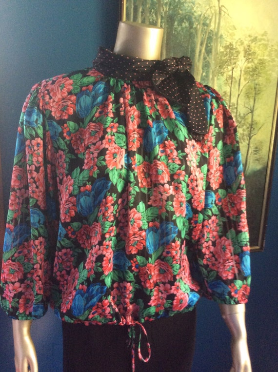 Vintage Diane freis 80s-90s floral silky peasant g