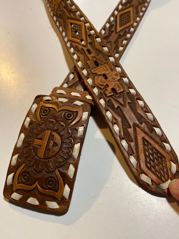 Kid's Aztec Beaded Full-Grain Leather Belt