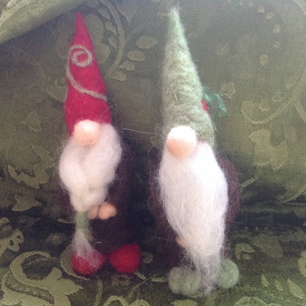 Needle felted Christmas Gnome Tomten- red