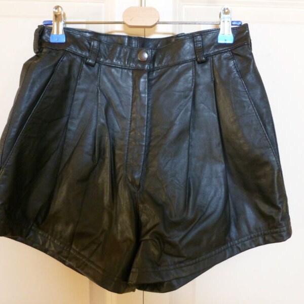 SUPER vintage 1980's genuine leather shorts grunge goth biker