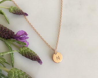 Rose Gold Initial Necklace - Simple Initial Necklace - Bridesmaid Necklace - Rose Gold Necklace- Minimalist Necklace- Letter Necklace