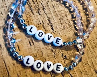 Love Bracelet - Love Beaded Bracelet - Friendship Bracelet - Heart Bracelet - Alphabet Letter Bracelet