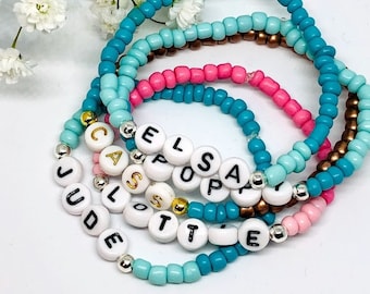 Personalised Beaded Bracelets - Name Bracelets - Friendship Bracelet - Children Names Bracelet - Alphabet Letter Bracelets