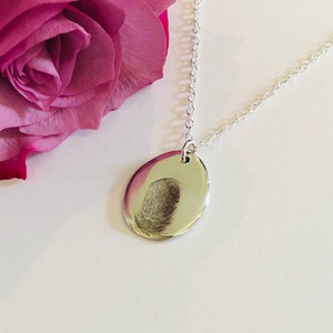 Fingerprint Necklace Silver Fingerprint Fingerprint Jewellery Fine Silver Keepsake Fingerprint Necklace immagine 6