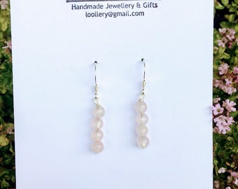 Rose Quartz Dangle Earrings - Rose Quartz Silver Earrings - Rose Quartz Earrings- Rose Quartz Drop Earrings - Bridesmaid Earrings