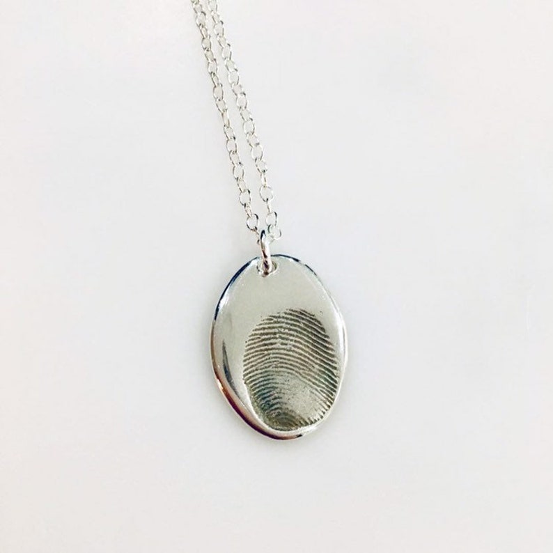 Fingerprint Necklace Silver Fingerprint Fingerprint Jewellery Fine Silver Keepsake Fingerprint Necklace image 4