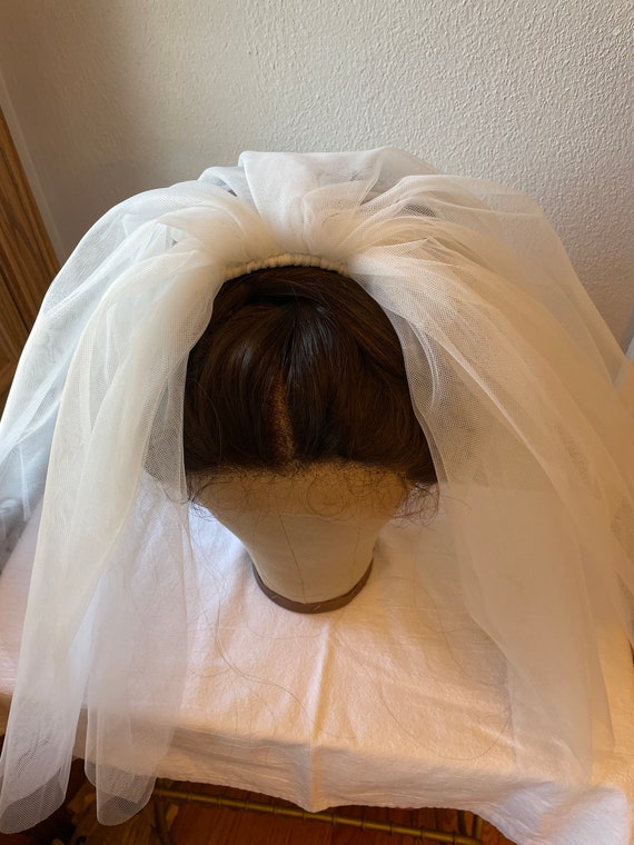 Italian Net Diamond White Two Layer Short Veil