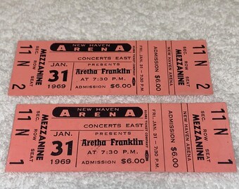 ARETHA FRANKLIN 1969 Unused Concert Tickets New Haven, CT Gospel Queen of Soul