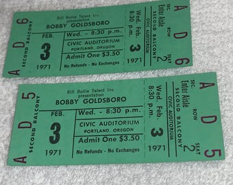 BOBBY GOLDSBORO 1971 Unused Concert Tickets Portland Oregon Ephemera