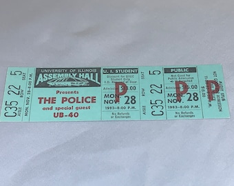 The Police UB-40 1983 Concert Ticket Assembly Hall, Illinois