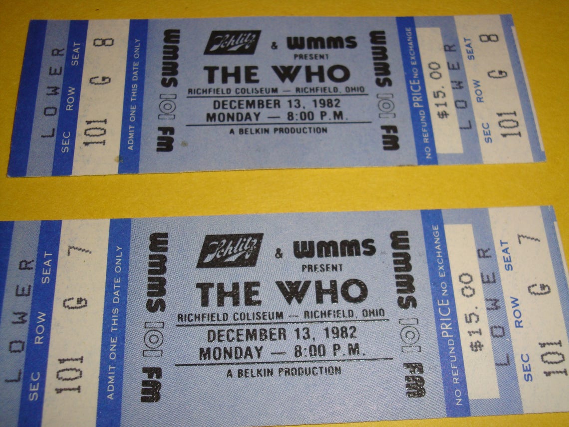 THE WHO 2 Unused 1982 Concert Tour Tickets Roger Daltrey John Etsy