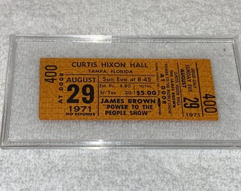 JAMES BROWN 1971 unused Concert Ticket Curtis Hixon Hall Tampa Florida Ephemera