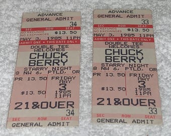 CHUCK BERRY 2 Unused 1985 Concert Tour Tickets Starry Night Portland Oregon