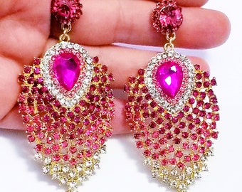 Hot Pink Glass Chandelier Earrings Hot Pink Glass Chandelier Earrings
