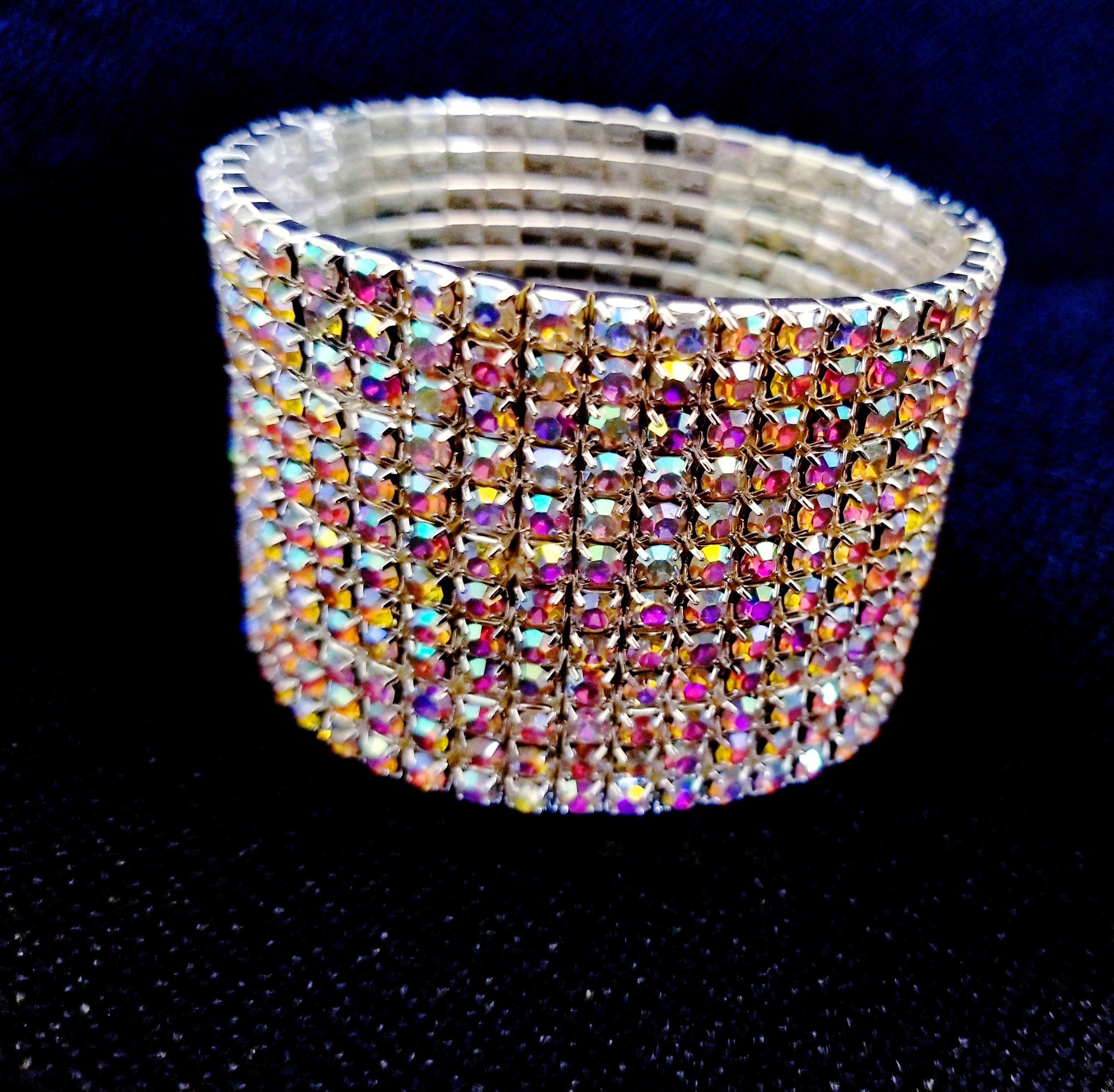 Rhinestone Bracelet Stretch AB Iridescent 12 Row Bracelet Etsy UK