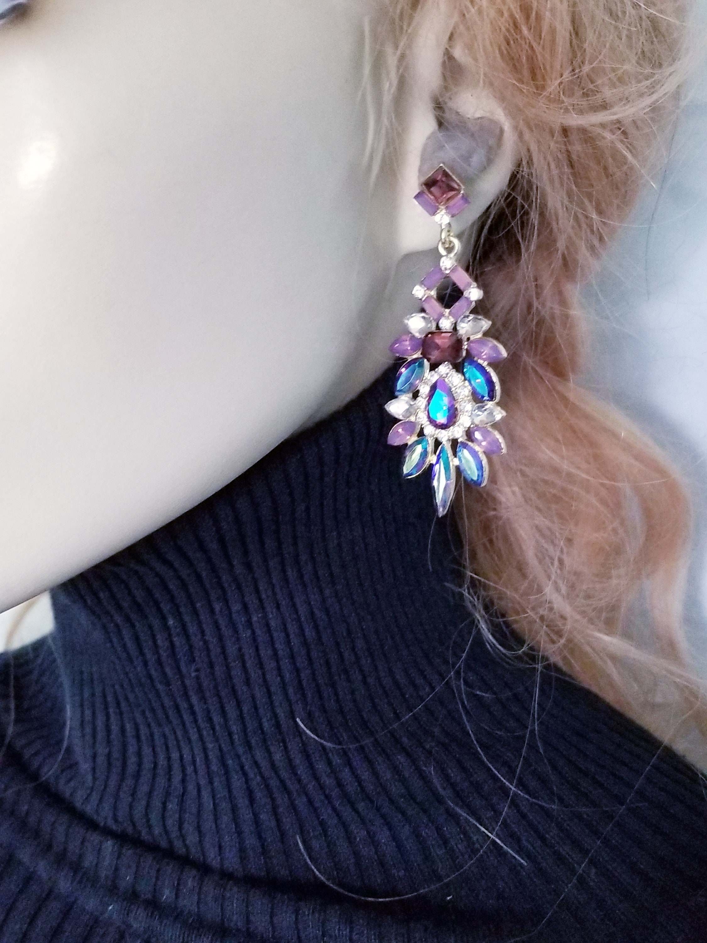 Elevated Crystal Rhinestone Pearl Drop Earrings